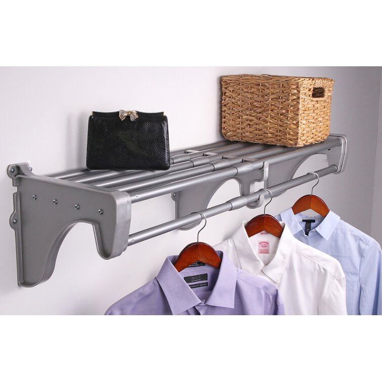 Wall mounted closet discount rod with shelf